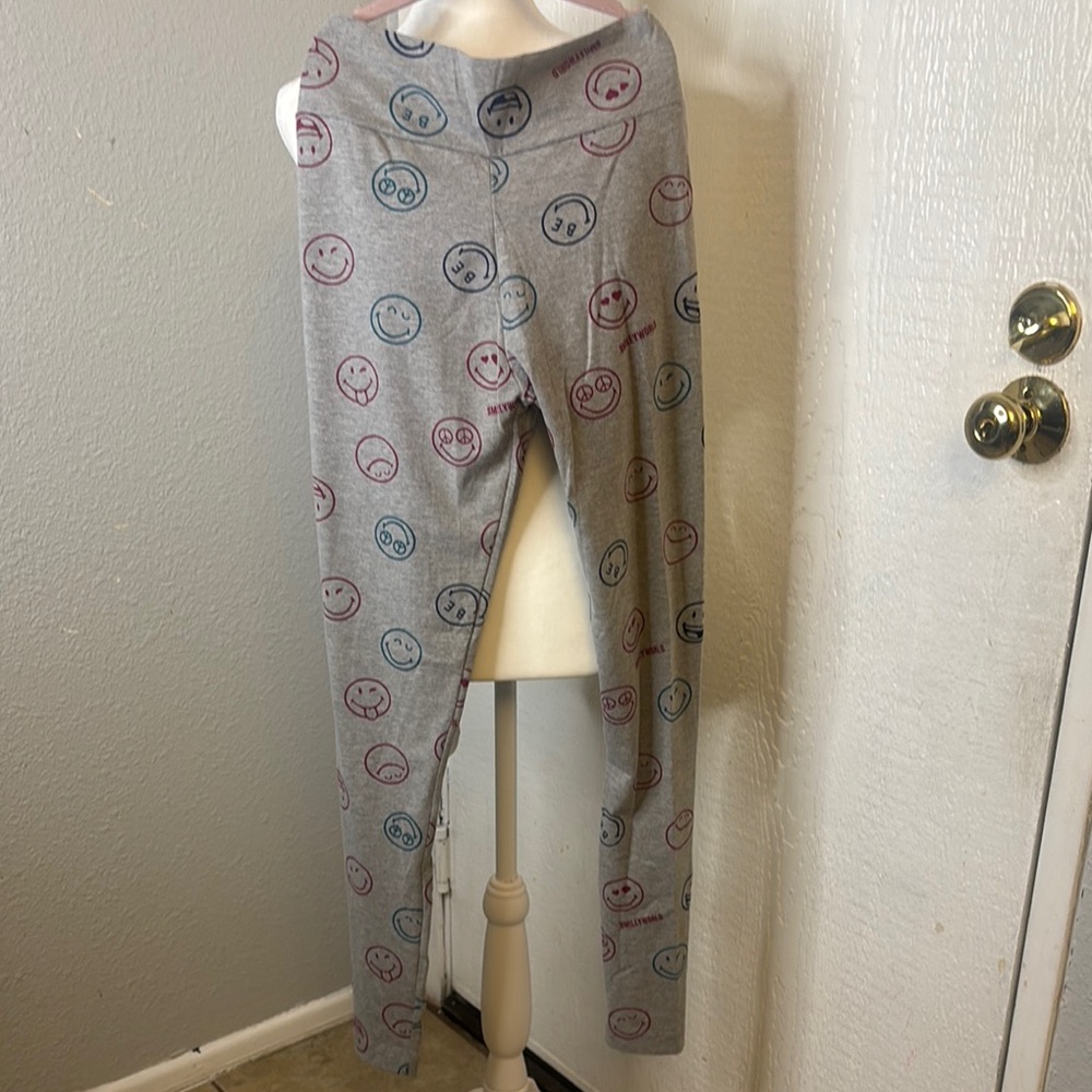 Gray Smiley Face Kids Leggings
